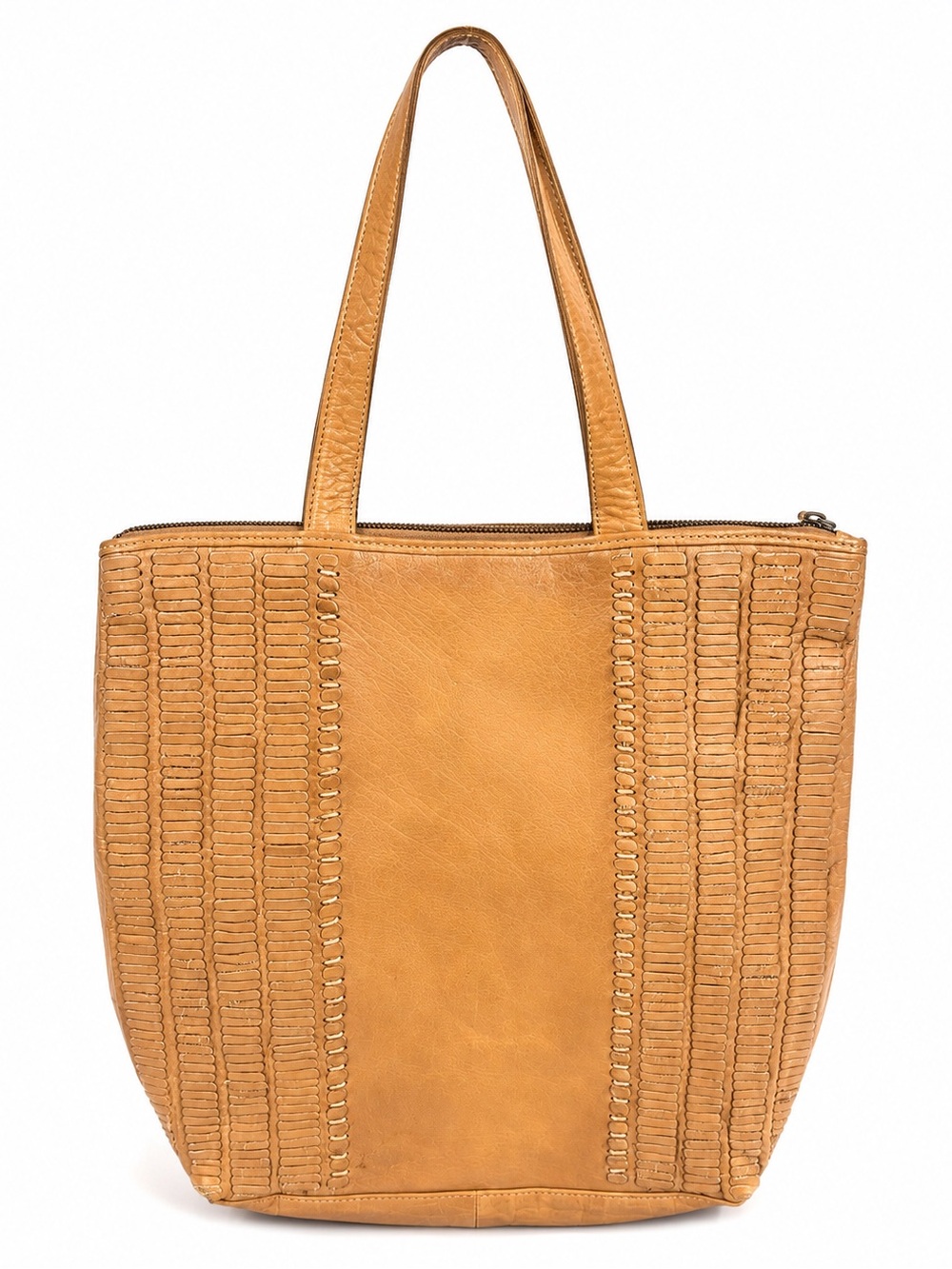 Day & Mood Genuine Leather Tote Bag Tan Textured Large Shoulder Bag Boho Chic - Picture 2 of 6